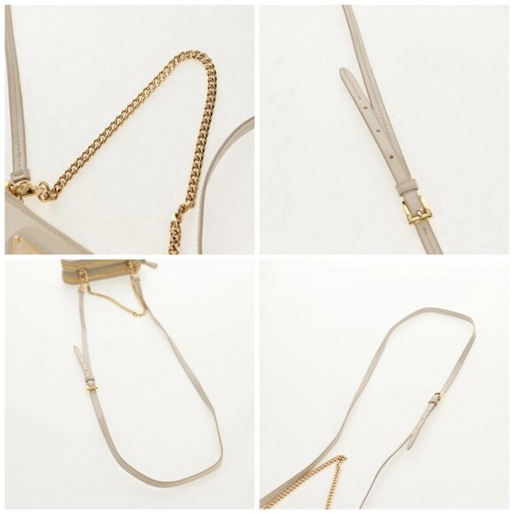 PRADA Triangle Mini Pouch Enamel 2way Ivory Gold 1NR015 Auth 147726M - Picture 15 of 16